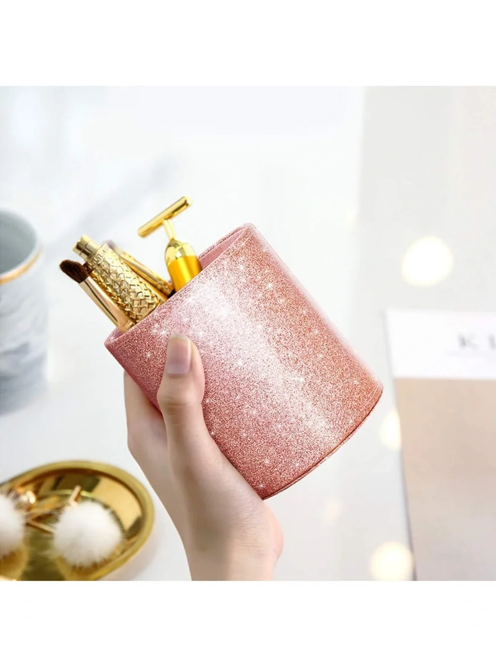 Glitter Desk Pen Holder makeup brush holder